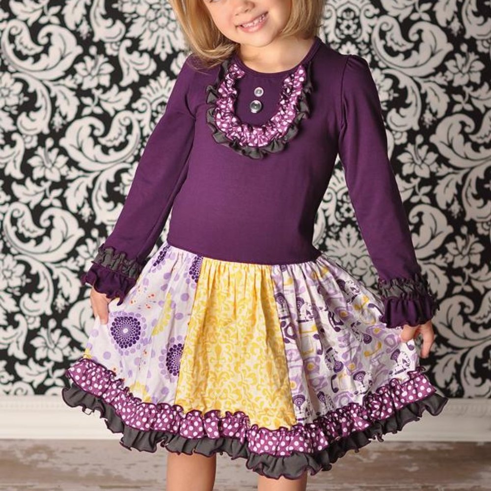 Boutique Loves Me Not Girls Ruffle Twirl Dress Vintage Phone Print Size 5 NWT